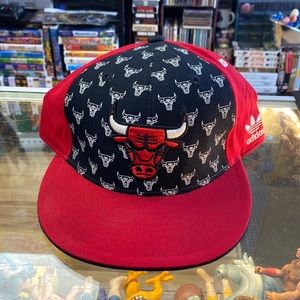 Adidas Chicago Bulls Fitted 7 7/8ths Baseball Hat Wool Red and Black